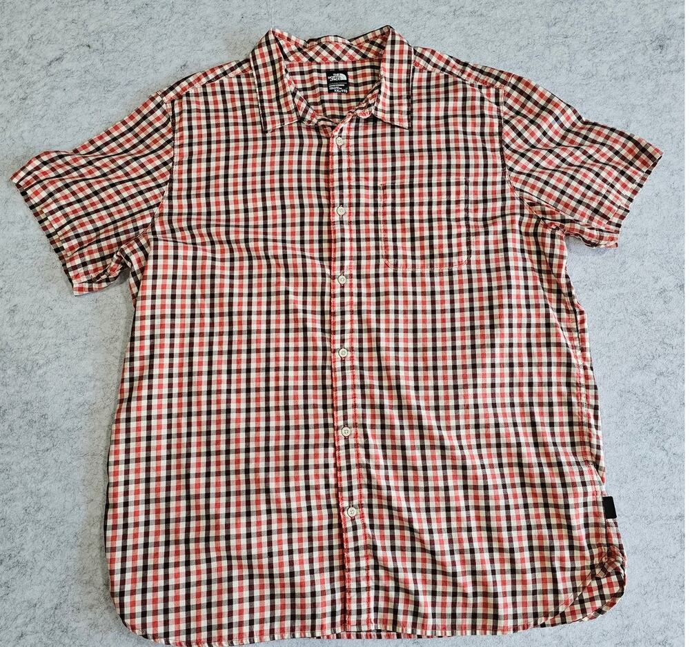 The North Face Short-Sleeve Passport Shirt Men's, Button Down, Red Plaid, Sz XXL